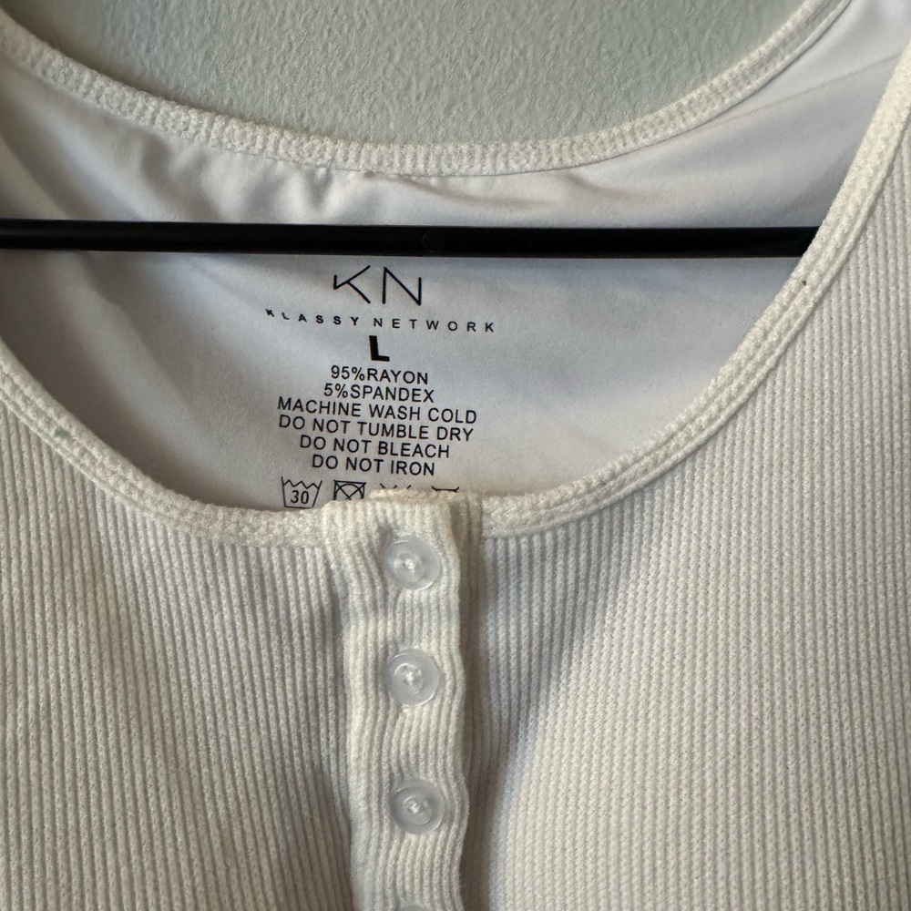 Klassy Network Ivory Button-Up Bodysuit - Picture 2 of 3
